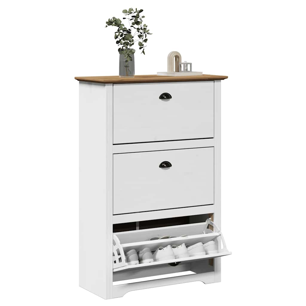 Skoskap Skohylle Skobenk Hvit BODO Brun 80x35x118 cm