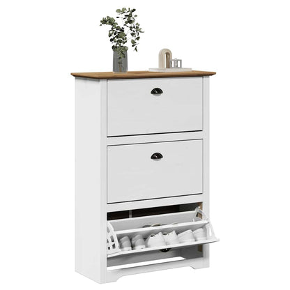 Skoskap Skohylle Skobenk Hvit BODO Brun 80x35x118 cm