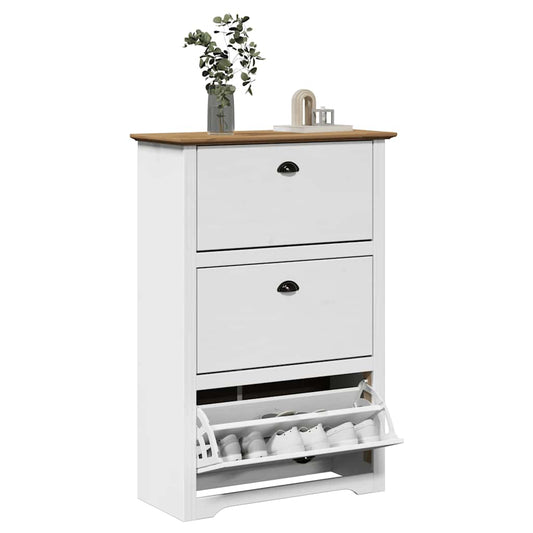 Skoskap Skohylle Skobenk Hvit BODO Brun 80x35x118 cm