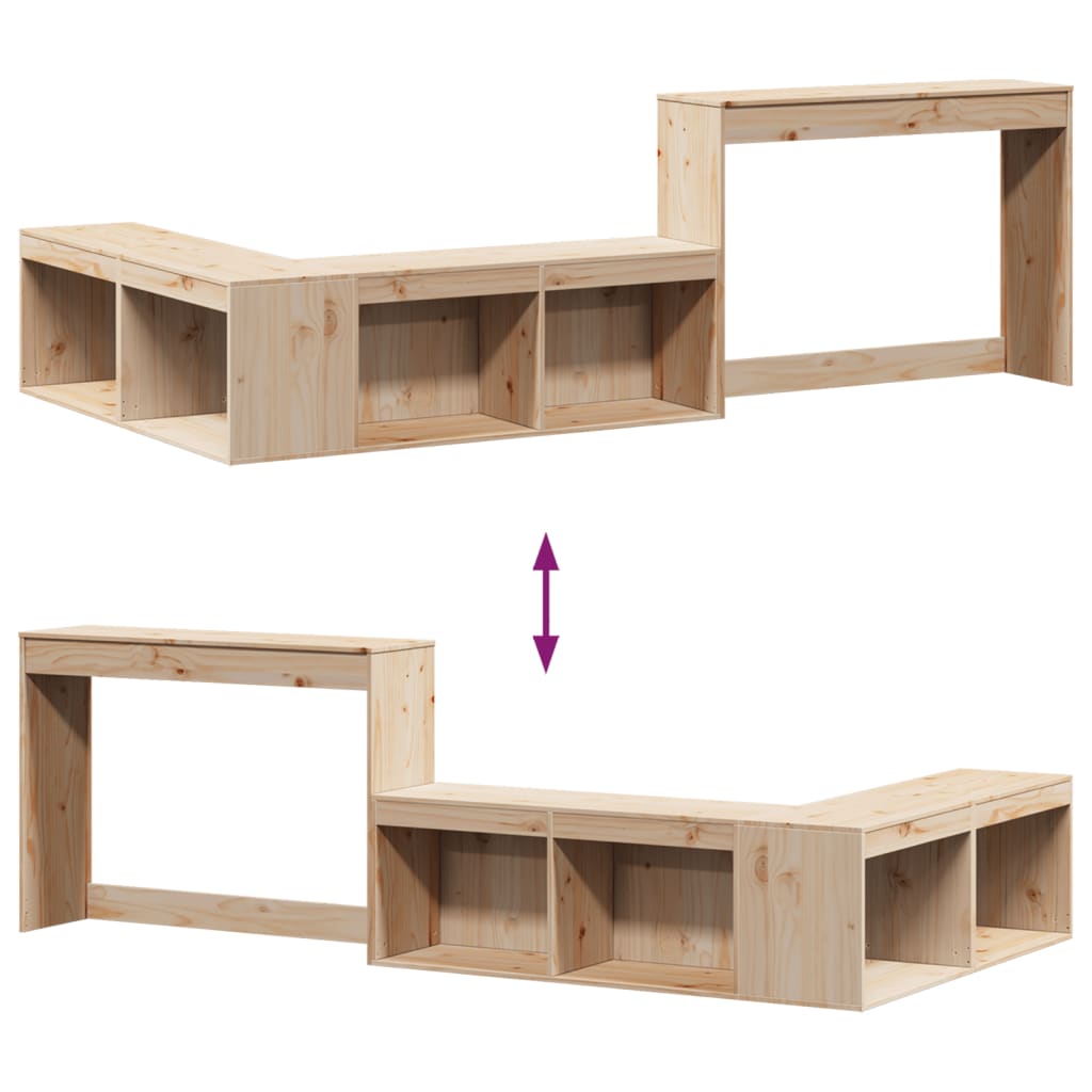 Nattbord Sengbord Tre heltre furu med skrivebord 222x107x75 cm