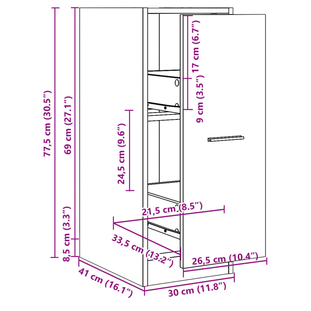 Skap Apotekskap hvit 30x41x77,5 cm konstruert tre