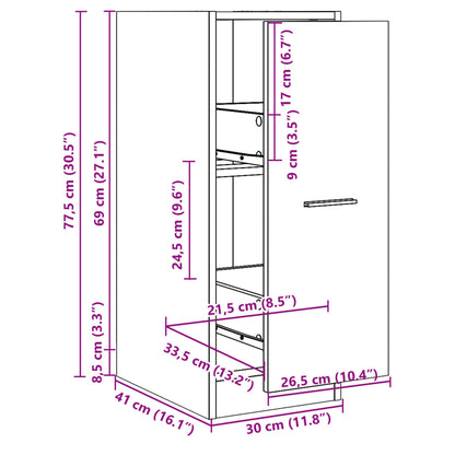 Skap Apotekskap røkt eik 30x41x77,5 cm konstruert tre