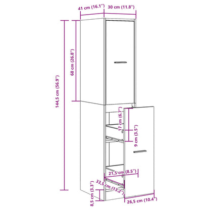 Skap Apotekskap sonoma eik 30x41x144,5 cm konstruert tre