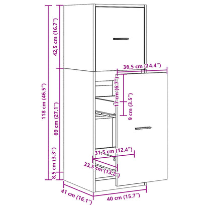 Skap Apotekskap røkt eik 40x41x118 cm konstruert tre