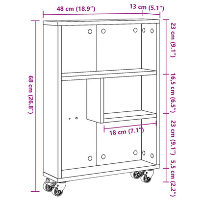 Serveringsvogn Smal oppbevaringsvogn sonoma eik 48x13x68 cm konstruert tre