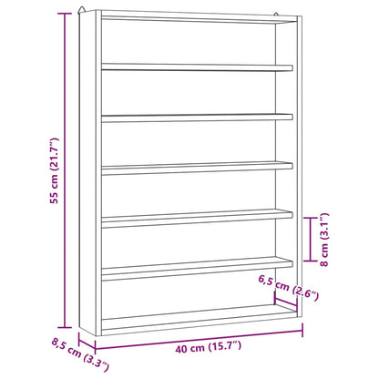 Vegghylle med 6 hyller 40x8,5x55 cm