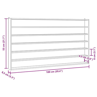 Vegghylle med 6 hyller 100x8,5x55 cm