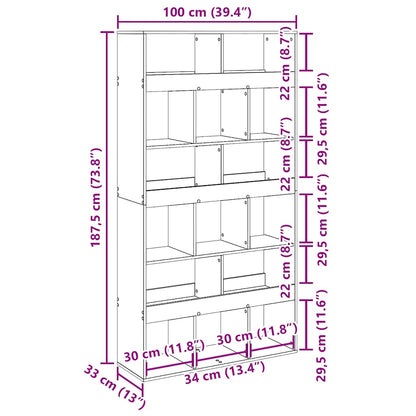 Bokhylle Artisan Eik 100x33x187,5 cm