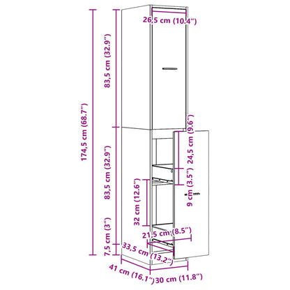 Skap Apotekskap hvit 30x41x174,5 cm konstruert tre