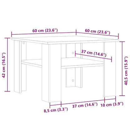 Salongbord gammelt tre 60x60x42 cm konstruert tre