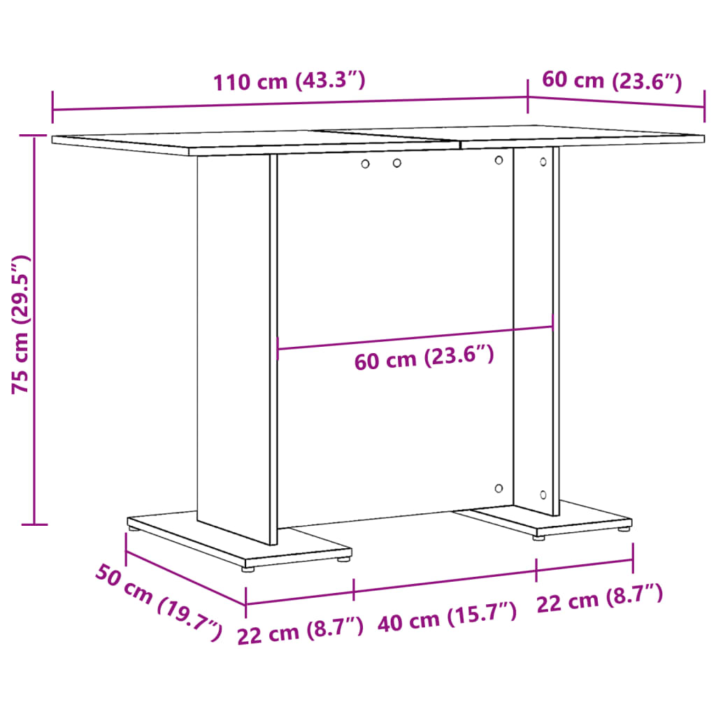 Spisebord Kjøkkenbord artisan eik 110x60x75 cm konstruert tre