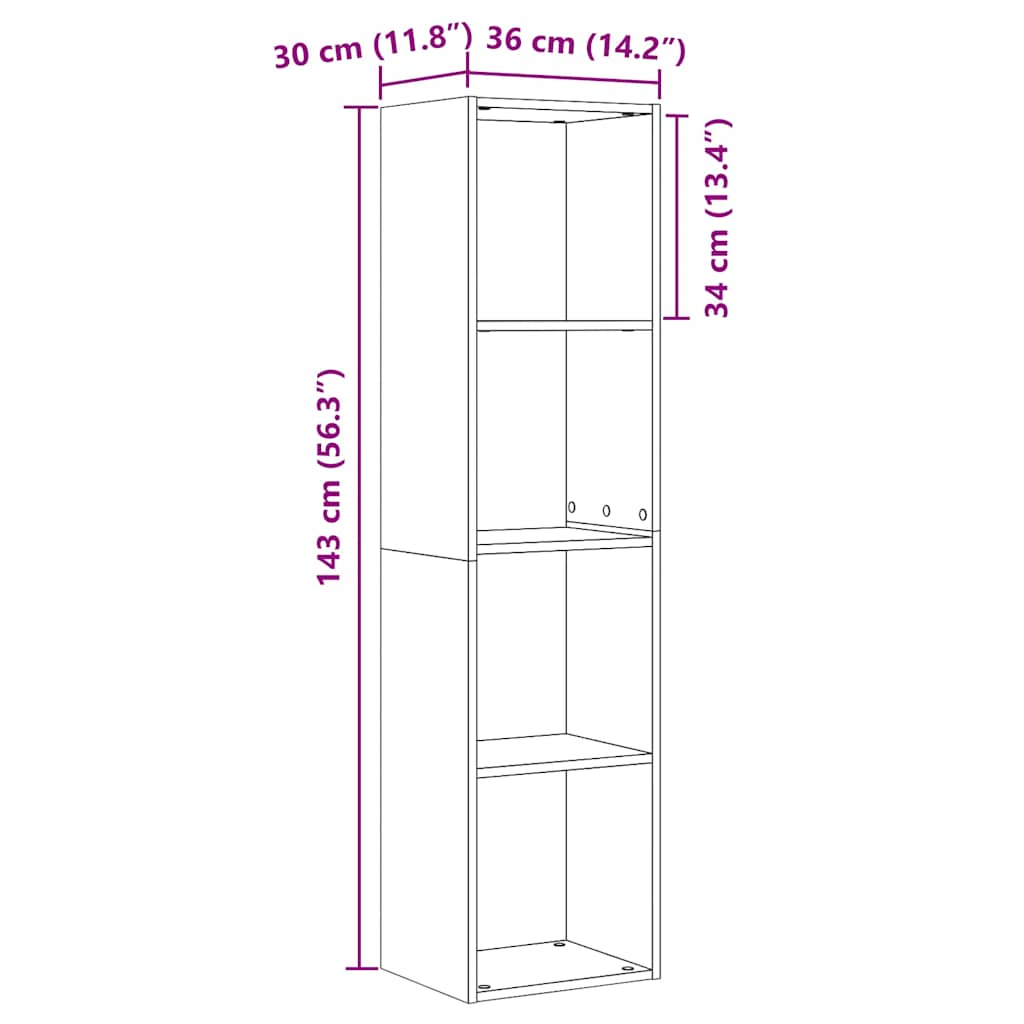 Bokhylle/TV-benk gammelt tre 36x30x143cm konstruert tre