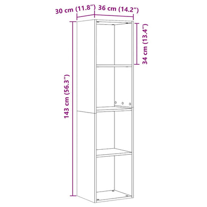 Bokhylle/TV-benk gammelt tre 36x30x143cm konstruert tre