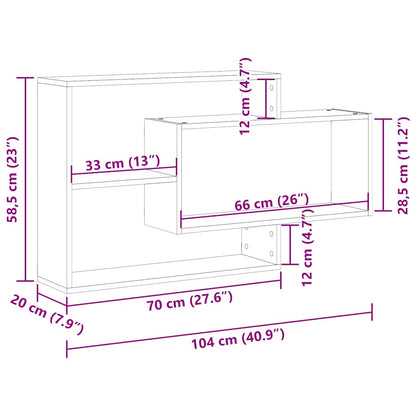 Vegghylle gammelt tre 104x20x58,5 cm konstruert tre