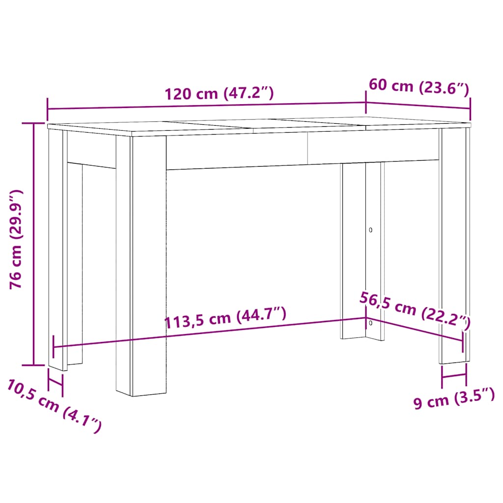 Spisebord Kjøkkenbord artisan eik 120x60x76 cm konstruert tre