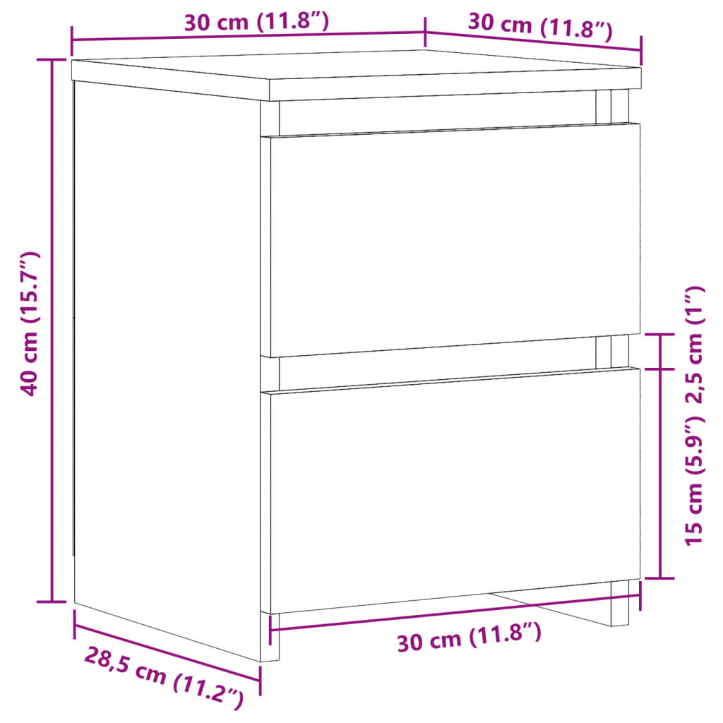 Nattbord Sengbord artisan eik 30x30x40 cm konstruert tre