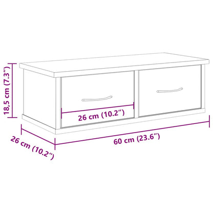 Veggskap gammelt tre 60x26x18,5 cm konstruert tre