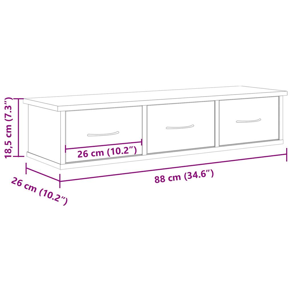 Veggskap gammelt tre 88x26x18,5 cm konstruert tre