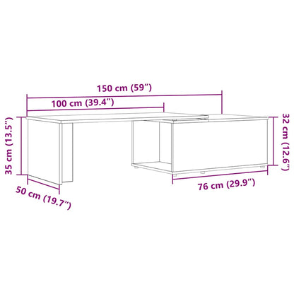 Salongbord artisan eik 150x50x35 cm konstruert tre