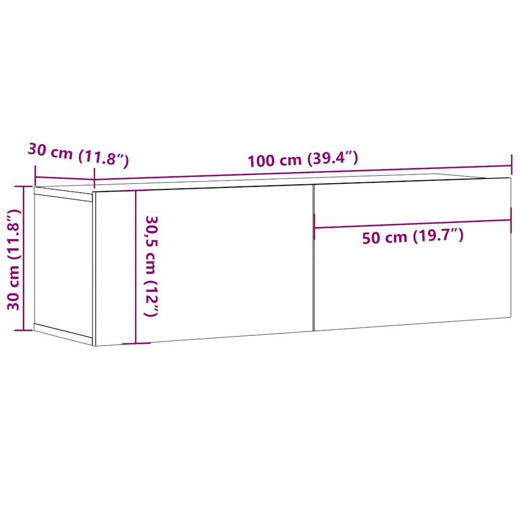 TV-benk Vegghengt gammelt tre 100x30x30 cm konstruert tre