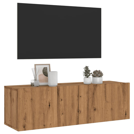 TV-benk Vegghengt artisan eik 100x30x30 cm konstruert tre