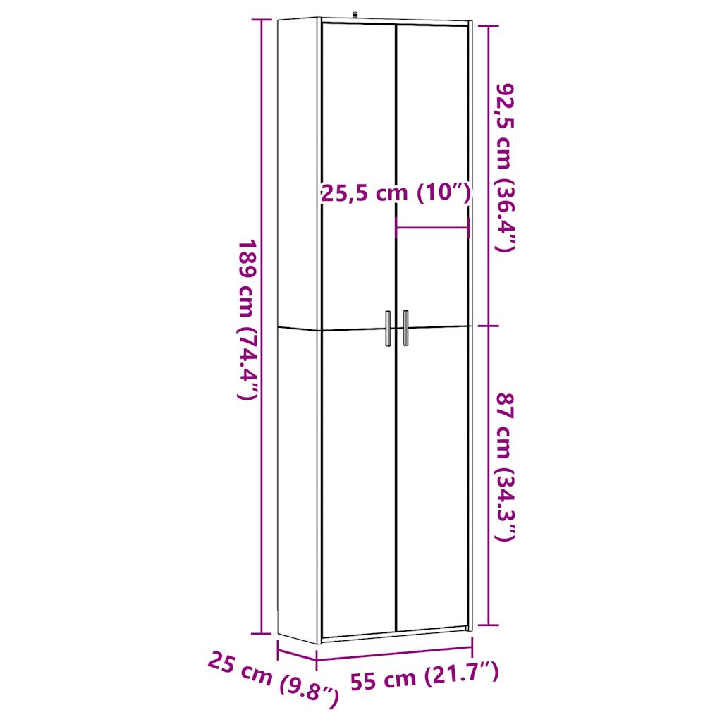 Skap gammelt tre 55x25x189 cm konstruert tre