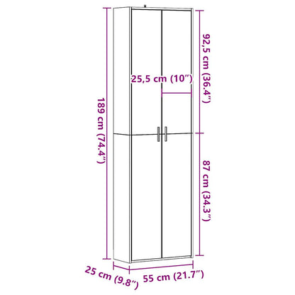 Skap gammelt tre 55x25x189 cm konstruert tre