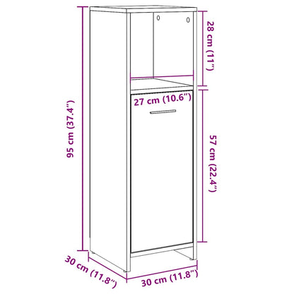 Baderomsskap gammelt tre 30x30x95 cm konstruert tre