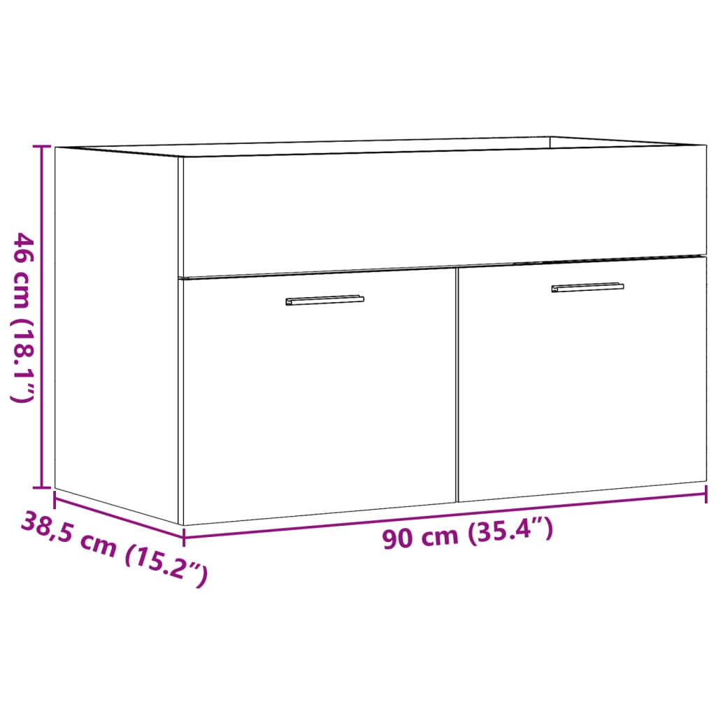 Baderomsservantskap artisan eik 90x38,5x46 cm konstruert tre