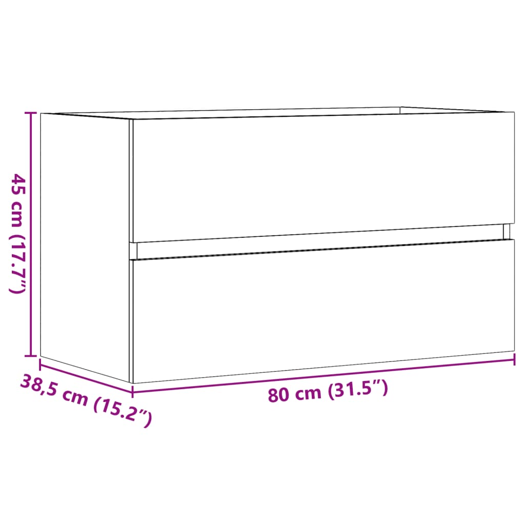 Baderomsskap Hengende gammelt tre 80x38,5x45 cm konstruert tre