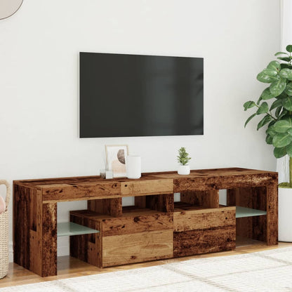 TV-Møbel Gammelt Tre TV-benk med LED-lys 140x36,5x40 cm