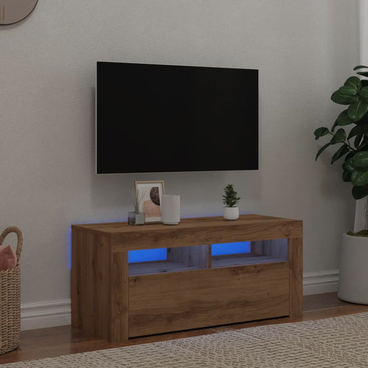 TV-Møbel Artisan Eik Tv-benk med LED-lys 90x35x40 cm