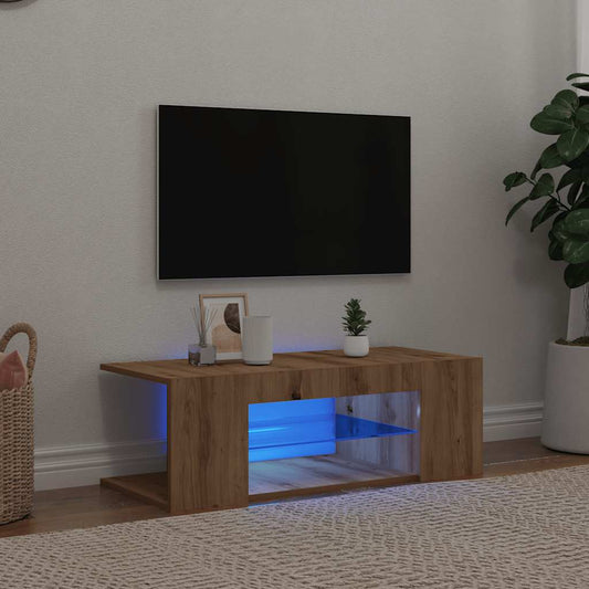 TV-Møbel Artisan Eik Tv-benk med LED-lys 90x39x30 cm