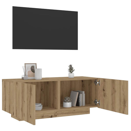 TV-benk med LED-lys artisan eik 100x35x40 cm konstruert tre