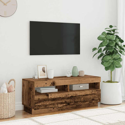 TV-Møbel Gammelt Tre TV-benk med LED-lys 100x35x40 cm