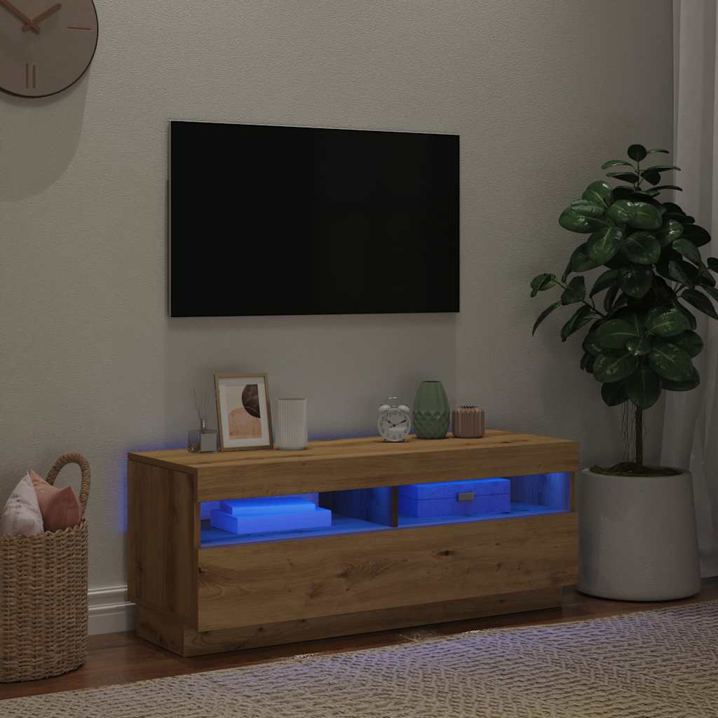 TV-Møbel Artisan Eik TV-benk med LED-lys 100x35x40 cm