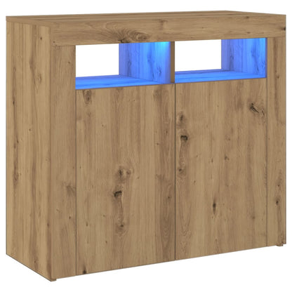 Skjenk Artisan Eik med LED-lys 80x35x75 cm