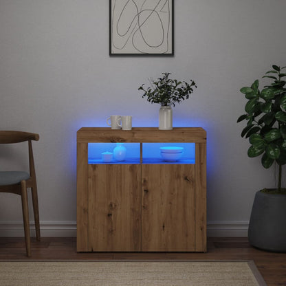 Skjenk Artisan Eik med LED-lys 80x35x75 cm