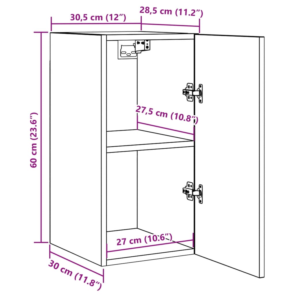 TV-benk artisan eik 30,5x30x60 cm konstruert tre