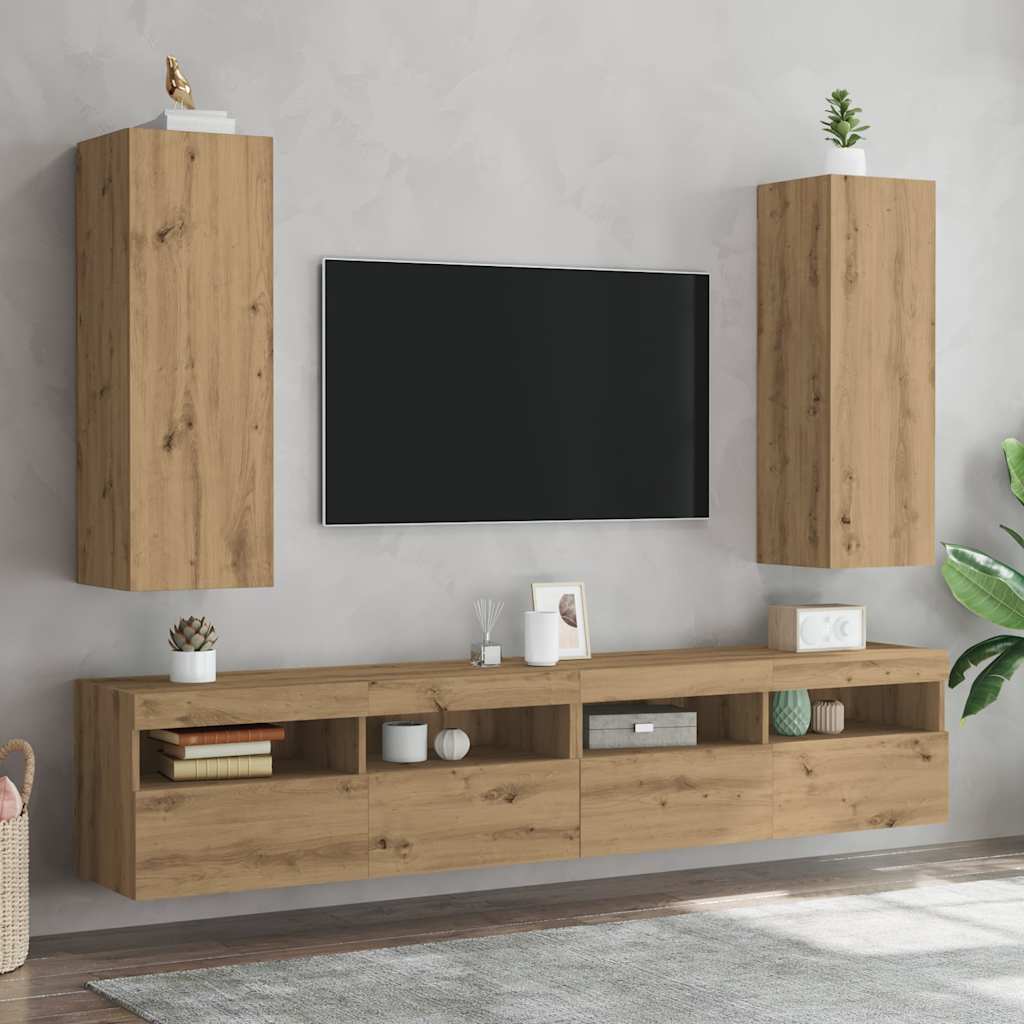 TV-benker 2 stk artisan eik 30,5x30x90 cm konstruert tre