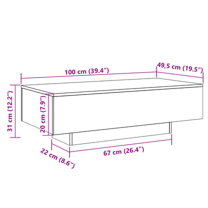 Salongbord Sofabord Gammelt Tre 100x49,5x31 cm