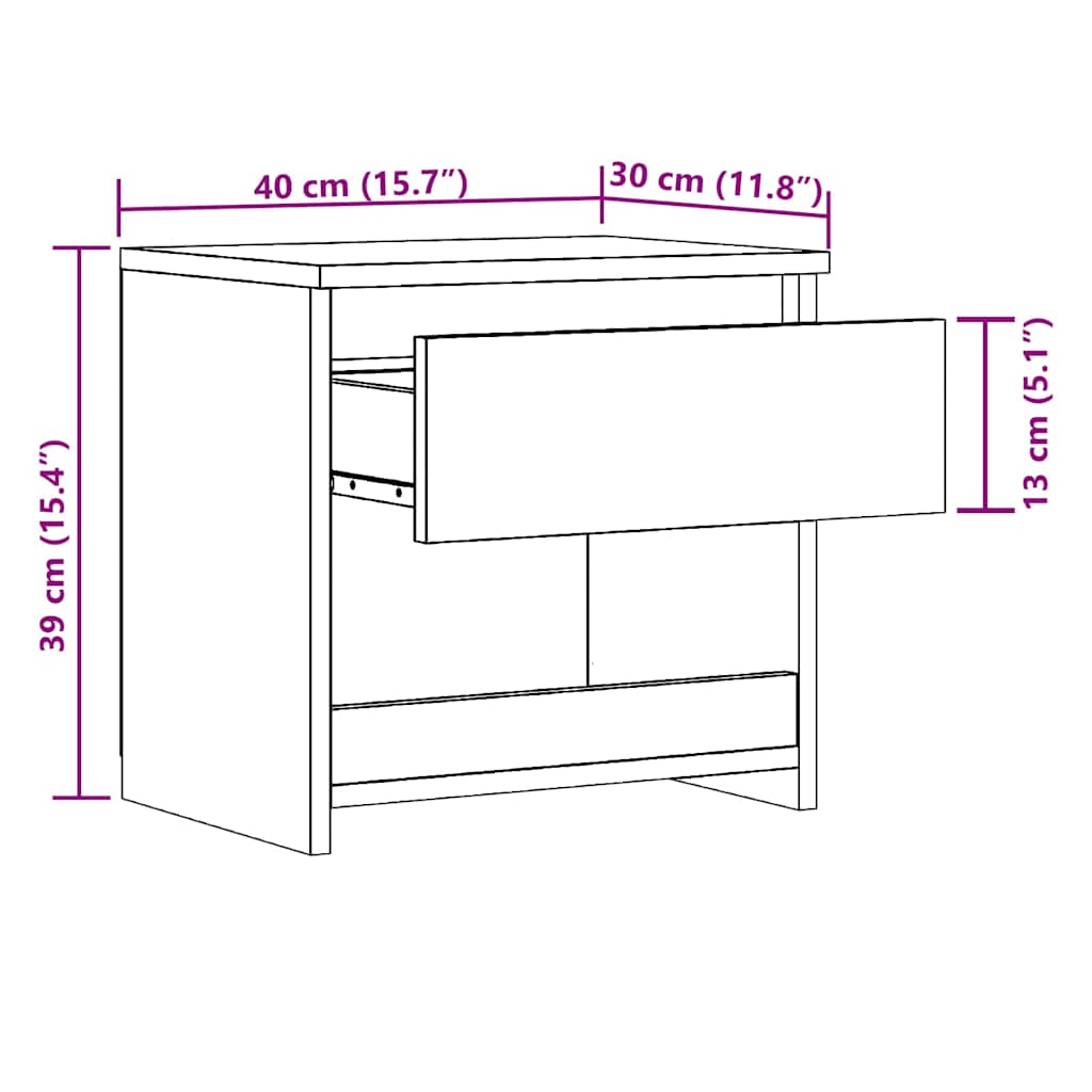 Nattbord gammelt tre 40x30x39 cm konstruert tre