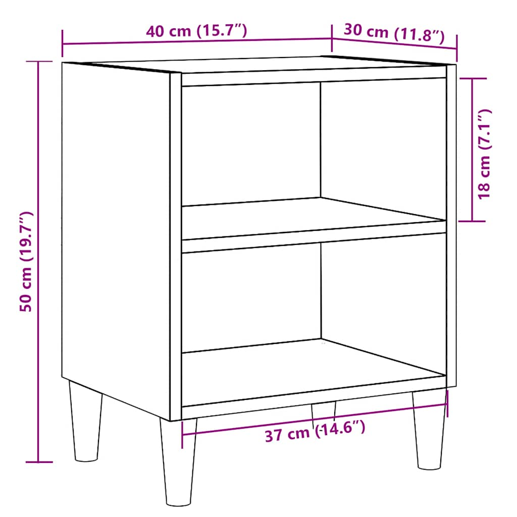 Nattbord 2 stk artisan eik 40x30x50 cm konstruert tre