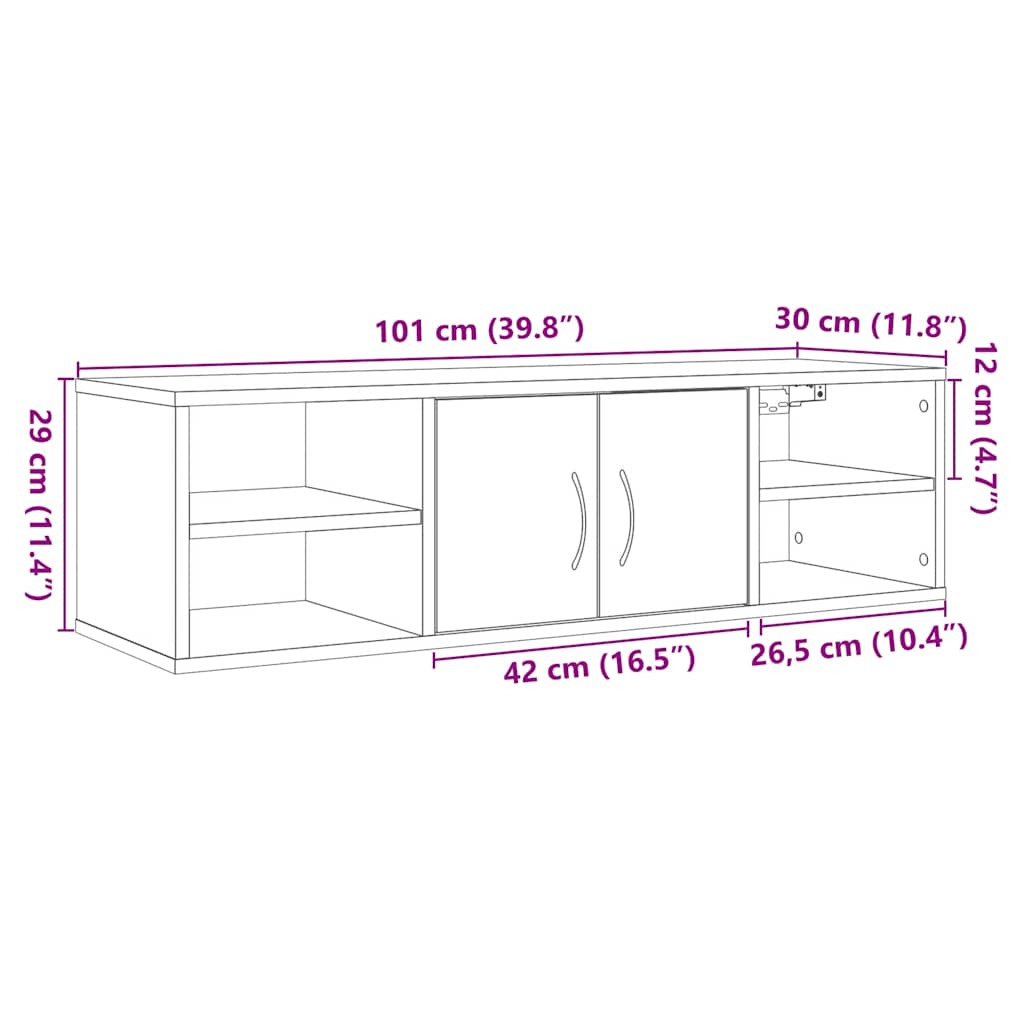 Veggskap artisan eik 102x30x29 cm konstruert tre