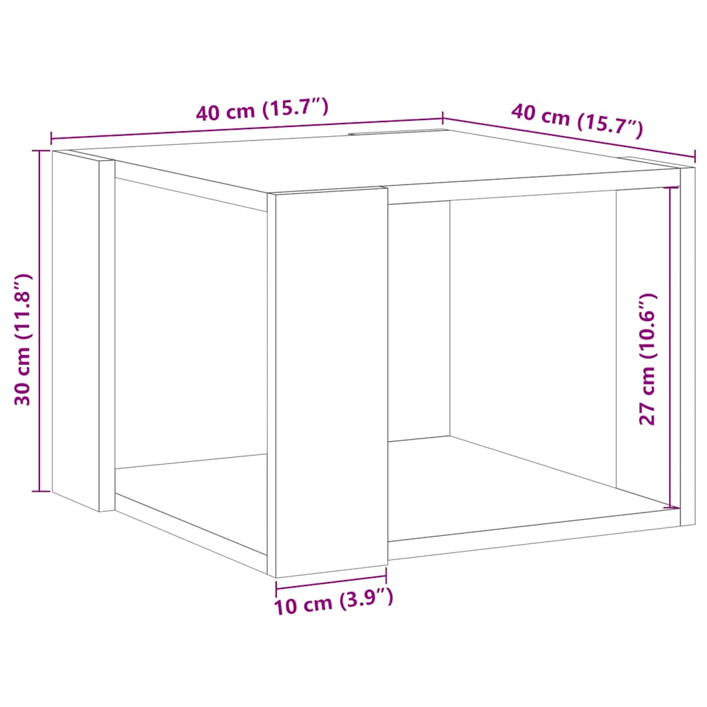 Salongbord gammelt tre 40x40x30 cm konstruert tre