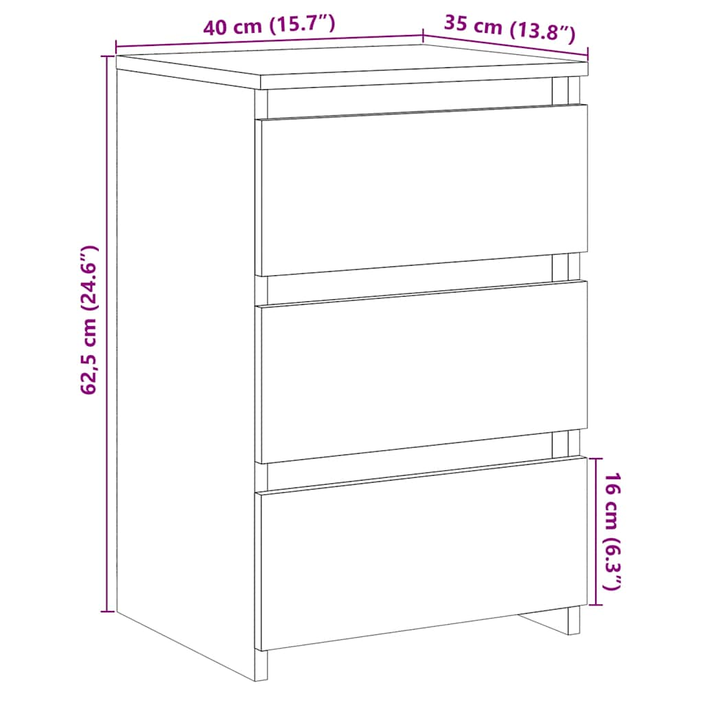 Nattbord gammelt tre 40x35x62,5 cm konstruert tre