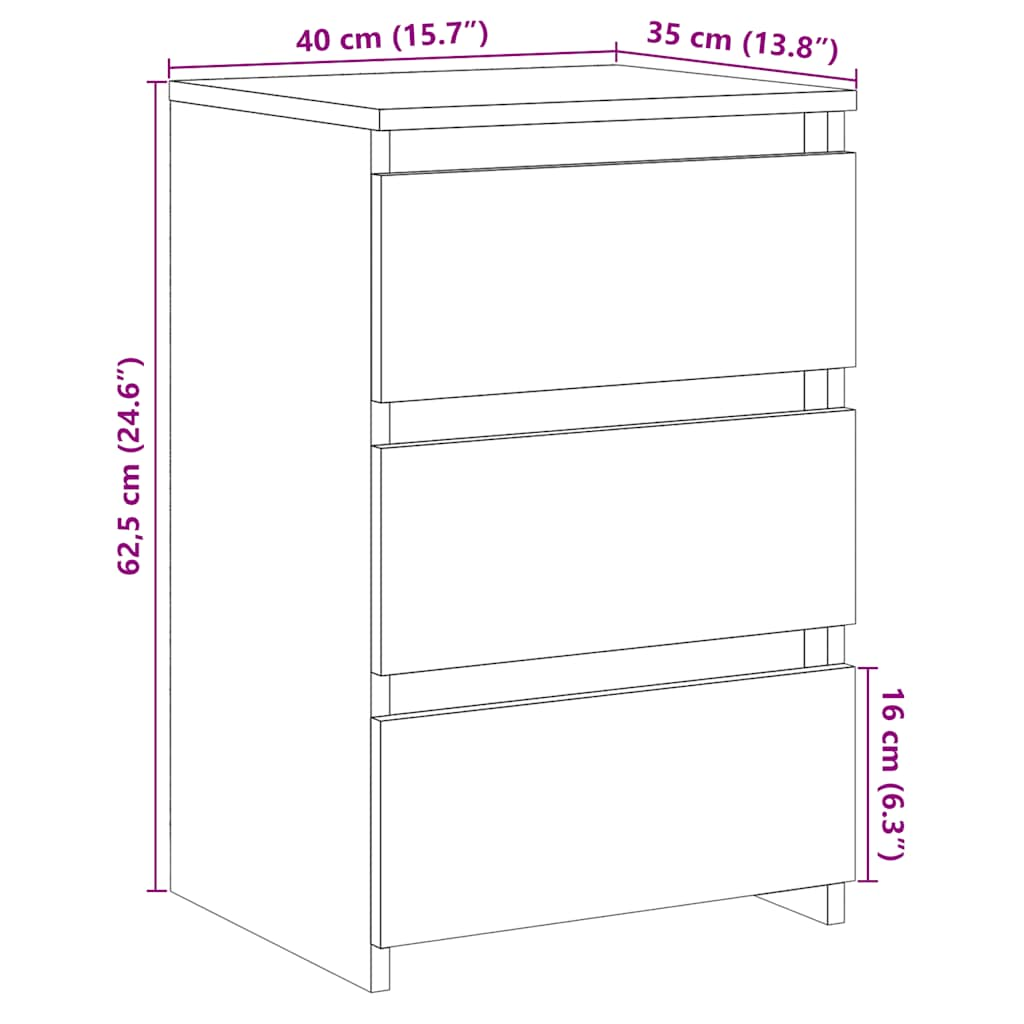 Nattbord 2 stk artisan eik 40x35x62,5 cm konstruert tre