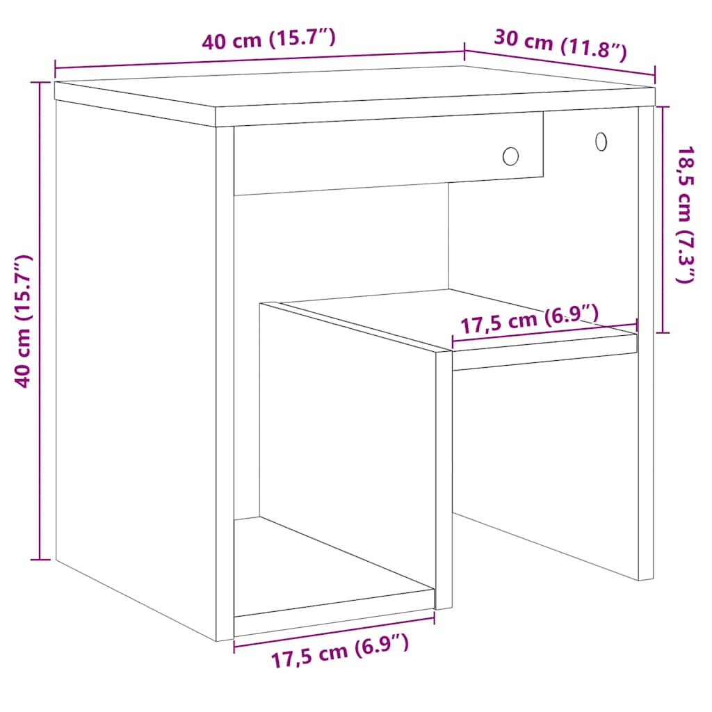 Nattbord gammelt tre 40x30x40 cm konstruert tre