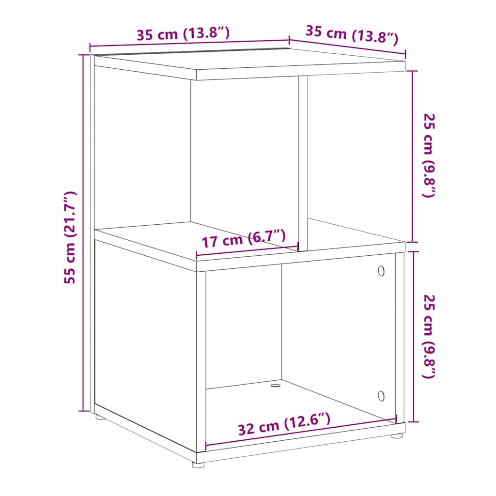 Nattbord 2 stk gammelt tre 35x35x55 cm konstruert tre