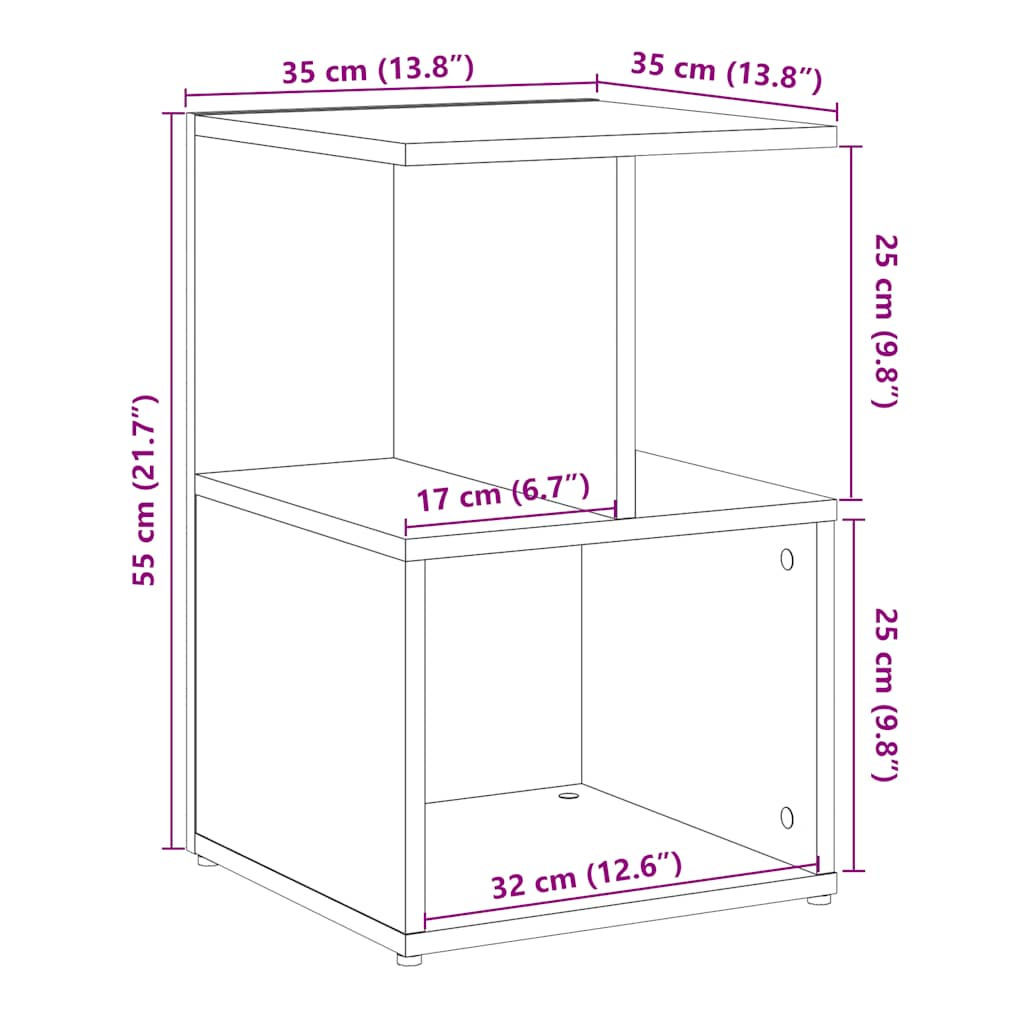 Nattbord 2 stk artisan eik 35x35x55 cm konstruert tre